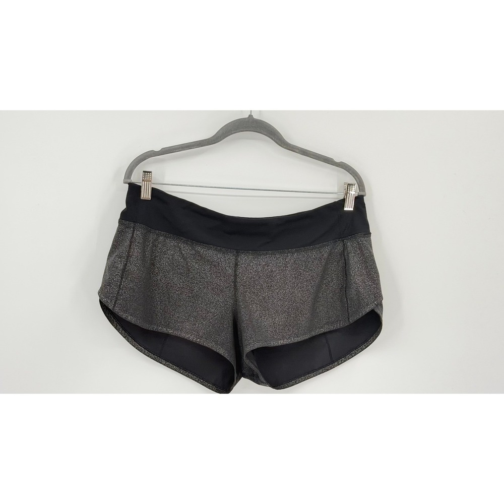 Lululemon Speed Up Mid-Rise‎ Lined Running Shorts Black Silver Speckle W7AZRT 10